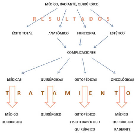 Gráfico 2. Tumores en el sistema músculo-esquelético complicaciones postoperatorias. Opciones de tratamiento (9)